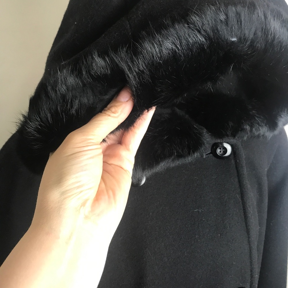Donny Brook full length coat rabbit fur trim hood - Picture 8 of 11